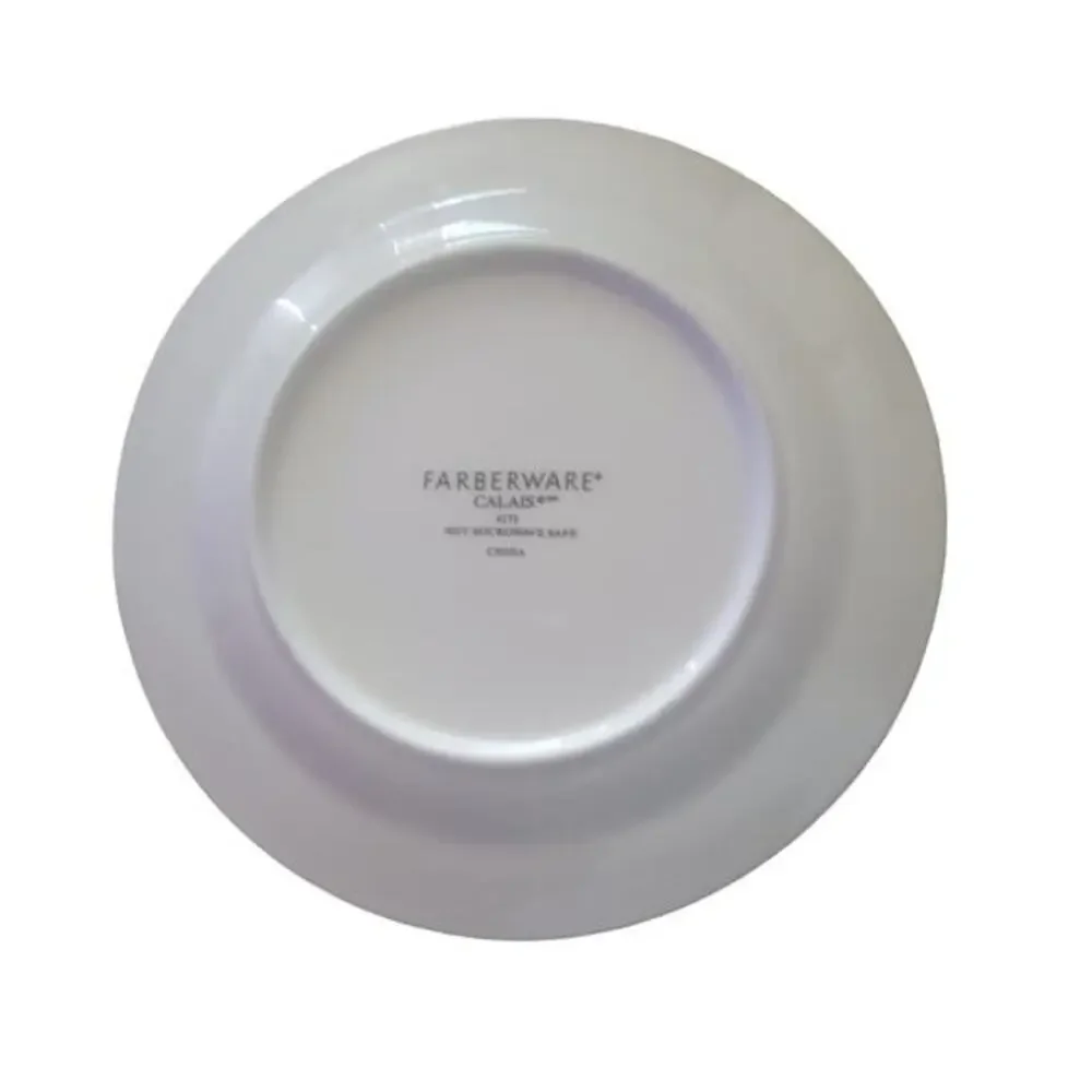 Farberware Calais 4173 Salad Plates White Embossed Designed Gold Trim‎ Set of 4